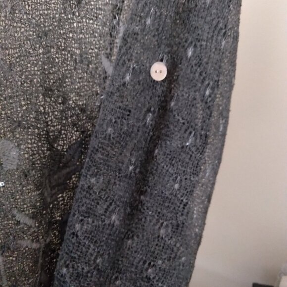 Grey Two Piece Crochet Open Knit Sweater and Dress Set - Picture 7 of 8